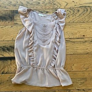 EUC Sheer Sleeveless Blouse with Ruffle Accents SZ Small